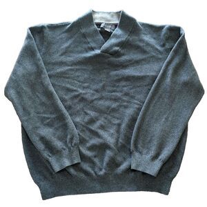 Tasso Elba Mens Long sleeve Pullover V-Neck‎ Gray Sweater